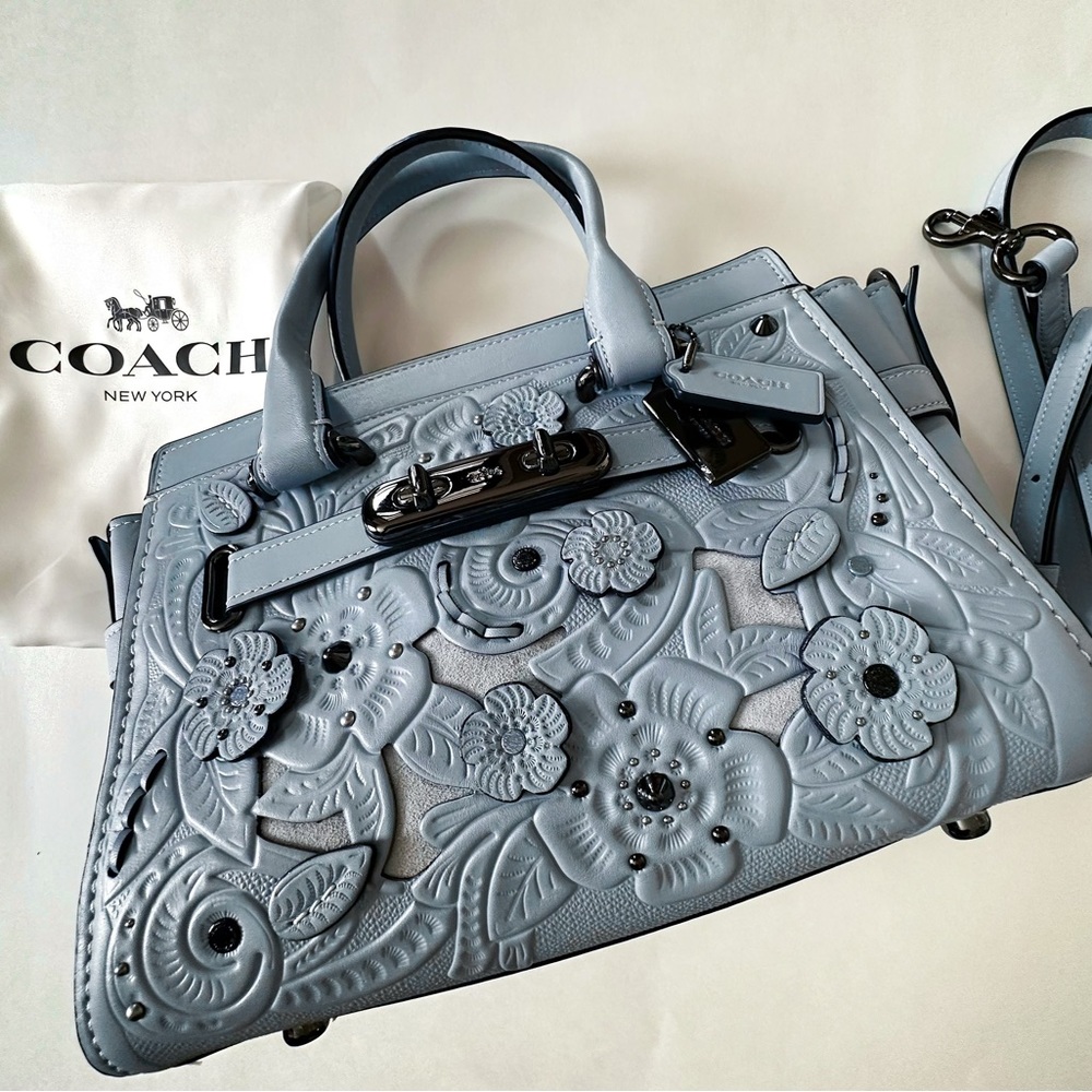 COACH Swagger 27 With Tea Rose Tooling *crossbody strap & dustbag included*